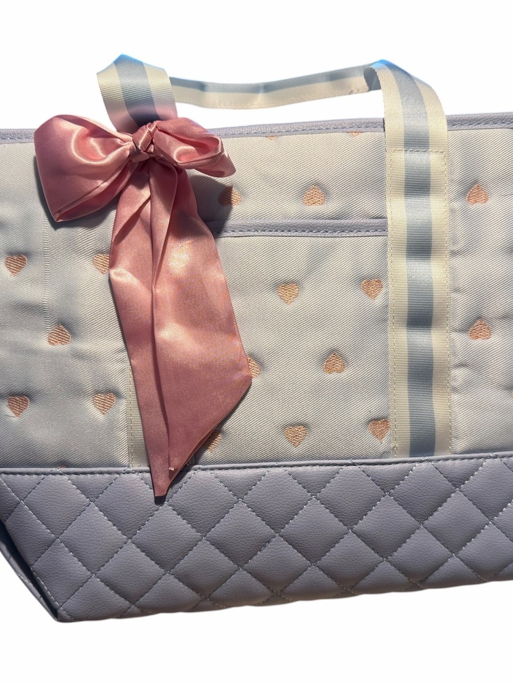 Women’s/ Girls Quilted Tote Bag with Pink Bow